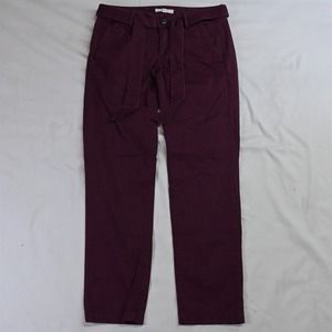 LOFT 0‎ Maroon Red Skinny Stretch Belted Casual Chino Pants